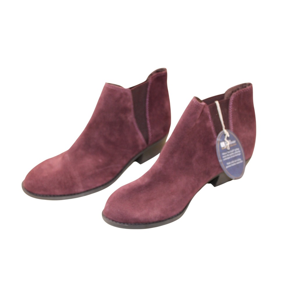 NWT White Mountain Dalby Boots Women 9.5 Burgundy Suede Ankle Bootie Low‎ Heel